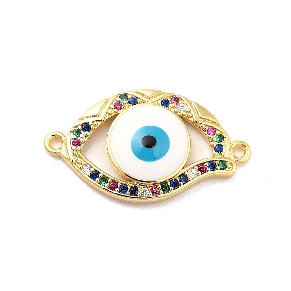 

PandaHall Brass Micro Pave Colorful Cubic Zirconia Connector Charms, Evil Eye Link, with Enamel, Long-Lasting Plated, Cadmium Free & Nickel...