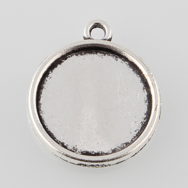 

PandaHall Tibetan Style Antique Silver Alloy Flat Round Pendant Cabochon Settings, Cadmium Free & Lead Free, Double-sided Tray, Plain Edge...