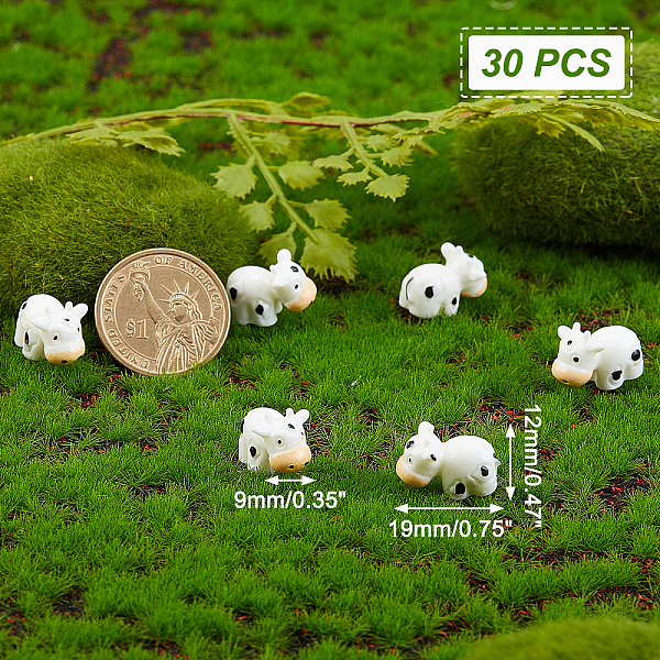 

PandaHall ARRICRAFT Resin Cabochons, Cow, Floral White, 19x12x9mm Resin Cattle
