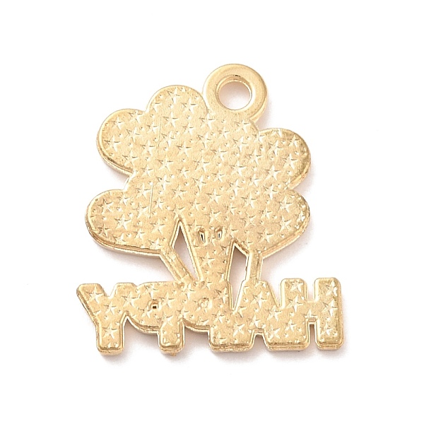 

PandaHall Alloy Enamel Pendant, Word HAPPY with Heart Balloon, Light Gold, 21x18x1mm, Hole: 2mm Alloy+Enamel Balloon