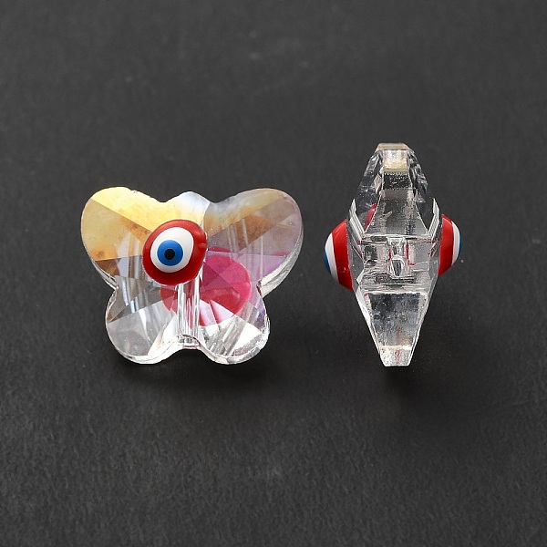 

PandaHall Evil Eye Glass Butterfly Beads, with Enamel, Faceted, AB Color Plated, Red, 12x15x9mm, Hole: 1.2mm Glass Butterfly Red