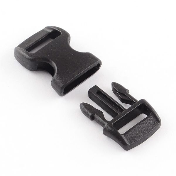 

PandaHall POM Plastic Side Release Buckles, Survival Bracelet Clasps, Black, 29x15x6mm, Hole: 11x3.5mm Plastic Black