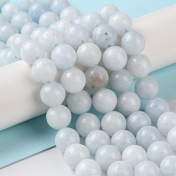 

PandaHall Natural Celestite/Celestine Beads Strands, Round, 8mm, Hole: 1.2mm, about 47pcs/strand, 14.96''(38cm) Celestite Round