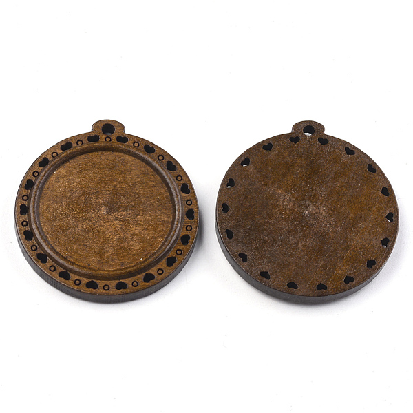

PandaHall Wooden Pendant Cabochon Settings, Pendant Base, Flat Round with Heart, Camel, Tray: 30mm, 44.5x41.5x5.5mm, Hole: 2.5mm Wood Flat..., Brown