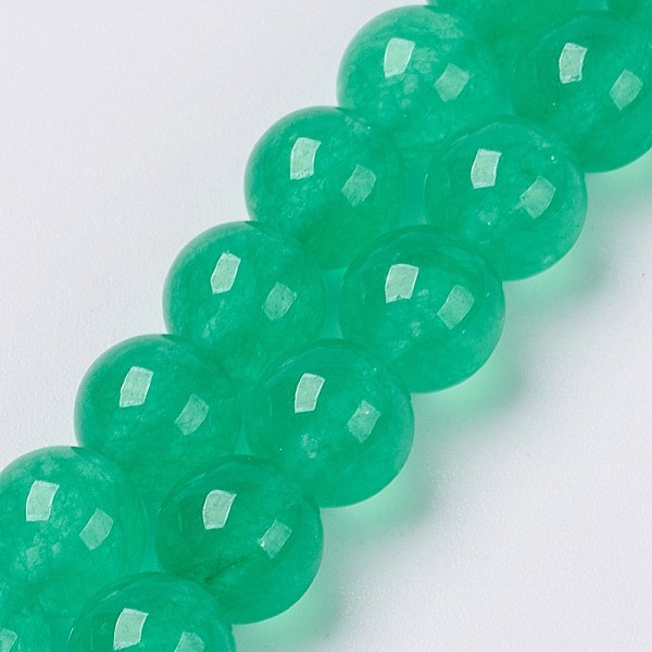 

PandaHall Natural White Jade Beads Strands, Dyed, Round, Green, 4mm, Hole: 0.6mm, about 91pcs/strand, 14.5 inch(37cm) White Jade Round Green