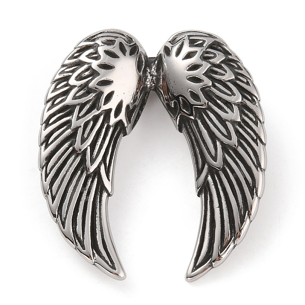 

PandaHall 304 Stainless Steel Pendants, Wing Charm, Antique Silver, 42x38x12.5mm, Hole: 11x5mm 304 Stainless Steel Wing