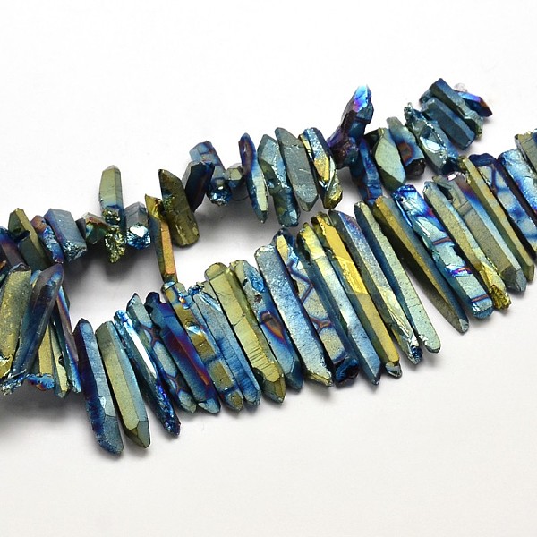 

PandaHall Natural Electroplate Quartz Crystal Nuggets Graduated Beads Strands, Green Plated, 10~45x4~8mm, Hole: 1mm, 16 inch Quartz Crystal...