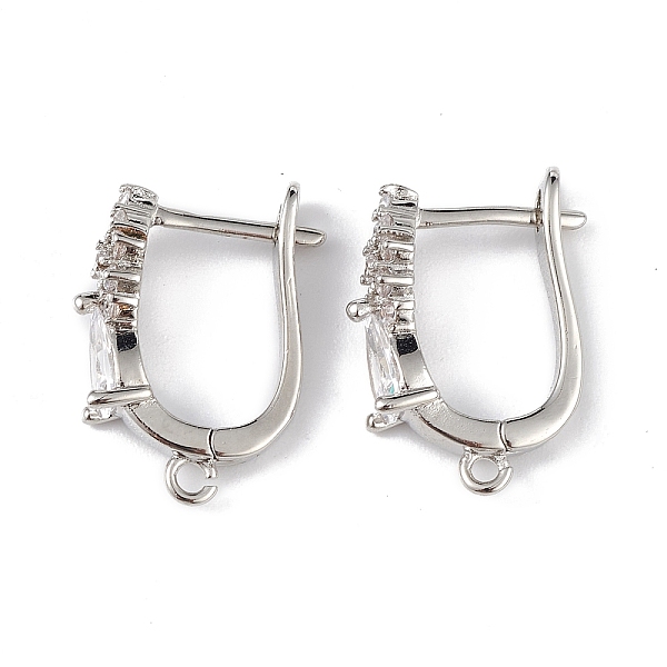 

PandaHall Brass Teardrop Hoop Earring Findings, Latch Back with Clear Cubic Zirconia, Lead Free & Cadmium Free, Platinum, 18x13x5mm, Hole...
