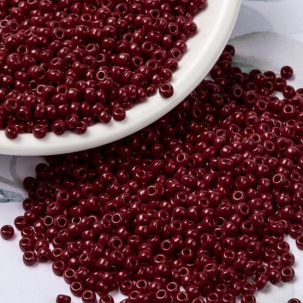 

PandaHall MIYUKI Round Rocailles Beads, Japanese Seed Beads, 8/0, (RR408D) Opaque Dark Red, 8/0, 3mm, Hole: 1mm, about 422~455pcs/10g Glass...