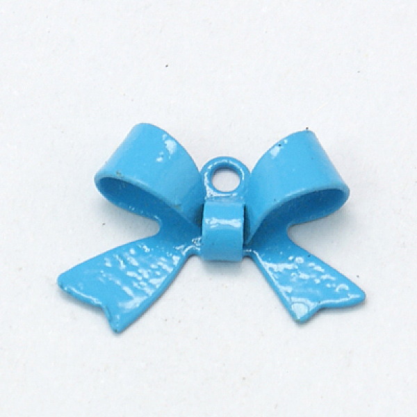 

PandaHall Brass Pendants, Spray Painted, Bowknot, Sky Blue, 10.5x15mm, Hole: 1mm Brass Bowknot Blue
