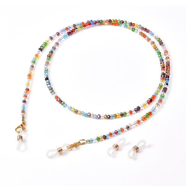 

PandaHall Eyeglasses Chains, Neck Strap for Eyeglasses, with Half Plated Glass Beads, Alloy Lobster Claw Clasps and Rubber Loop Ends, Mixed..., Multicolor