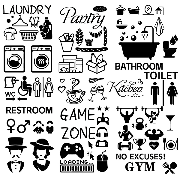 

PandaHall CRASPIRE Sign Decals Home Room Sign Stickers Black Game Zone Stickers Waterproof Removable Vinyl Wall Art Restroom Bedroom Kitchen...