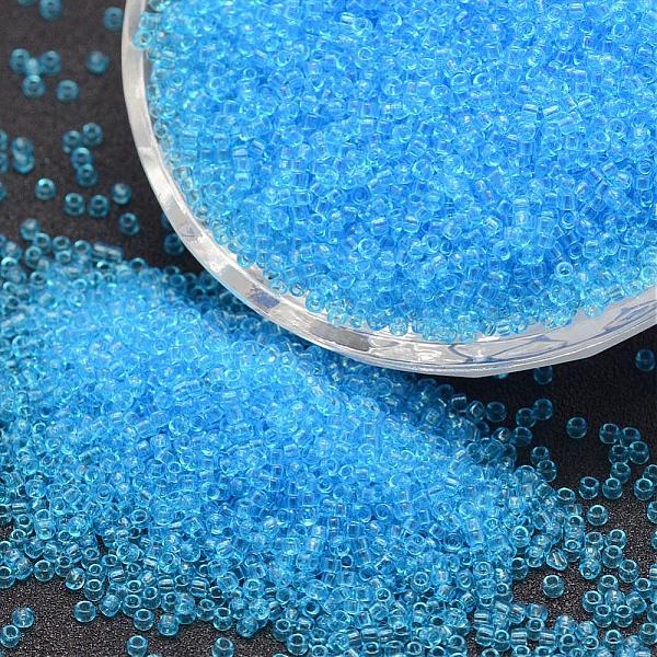 

PandaHall 15/0 Glass Seed Beads, Grade A, Round, Transparent Colours, Deep Sky Blue, 1.3~1.5mm, Hole: 0.5mm, about 75000pcs/pound Glass Blue
