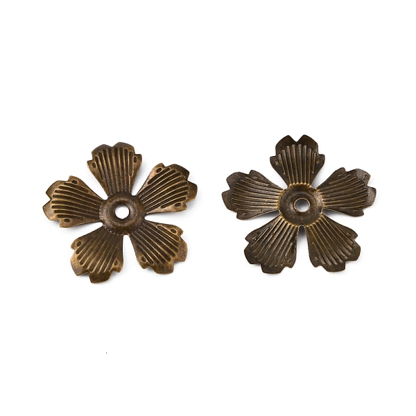 

PandaHall 5-Petal Iron Bead Caps, Flower, Antique Bronze, 33x34x3mm, Hole: 2.5mm Iron