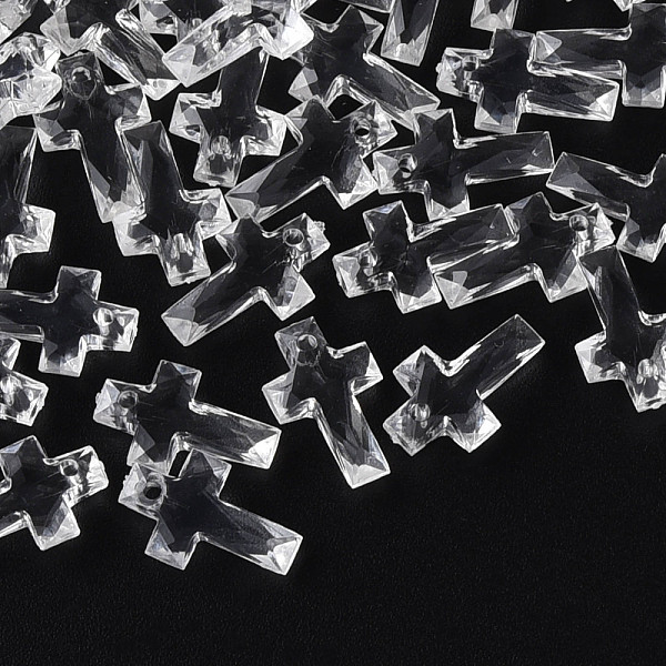

PandaHall Transparent Acrylic Pendants, Faceted, Cross, Clear, 16x10x4.5mm, Hole: 1.5mm, about 3300pcs/500g Acrylic Cross Clear