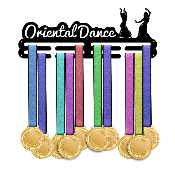 

PandaHall Fashion Iron Medal Hanger Holder Display Wall Rack, with Screws, Word Oriental, Dancer Pattern, 150x400mm Iron Human