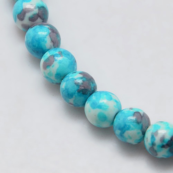 

PandaHall Synthetic Ocean White Jade Beads Strands, Dyed, Round, Turquoise, 8mm, Hole: 1mm, about 52pcs/strand, 15.35 inch Ocean White Jade..., Green
