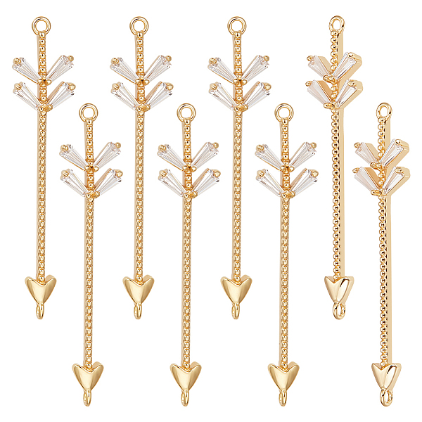

PandaHall Beebeecraft 1 Box 8Pcs Arrow Connector Charm 18K Gold Plated Cubic Zirconia Arrowhead for DIY Bracelet Necklace Jewelry Making..., Clear