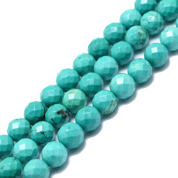 

PandaHall Natural Howlite Beads Strands, Dyed & Heated, Faceted, Round, Medium Aquamarine, 8mm, Hole: 1mm Howlite Round Green