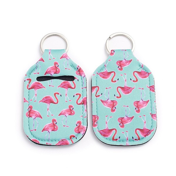 PandaHall Hand Sanitizer Keychain Holder, for Shampoo Lotion Soap Perfume and Liquids Travel Containers, Colorful, Flamingo Pattern...