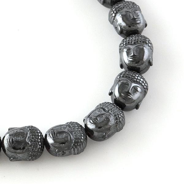 

PandaHall Non-magnetic Synthetic Hematite Beads Strands, Buddha Head, Black, 10x8.5~9x7mm, Hole: 1mm, about 39pcs/strand, 15.7 inch...