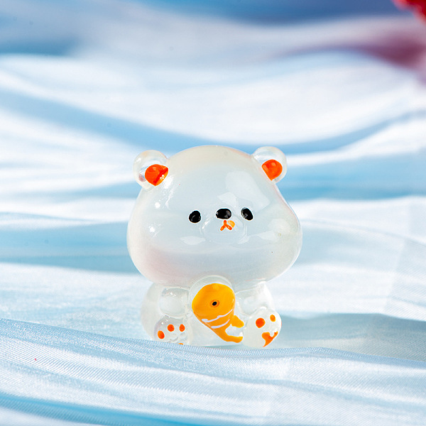 

PandaHall Luminous Resin Bear Figurines Ornaments, Glow in the Dark, Micro Landscape Car Home Desktop Decorations, Ghost White, 31x28mm...