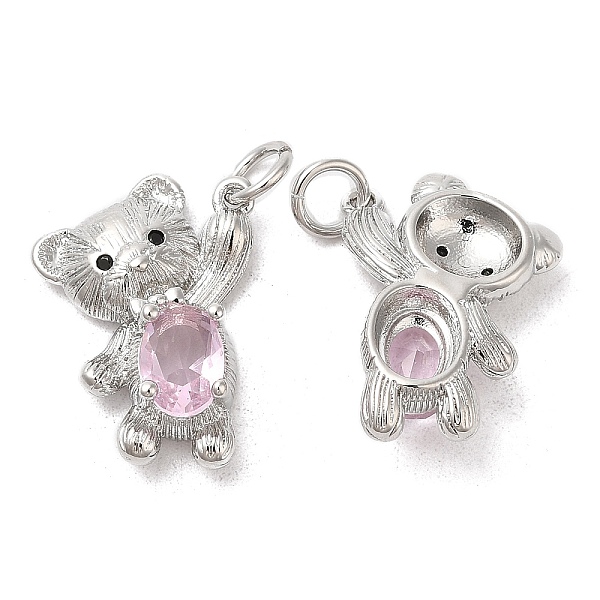 

PandaHall Brass & Glass & Cubic Zirconia Pendants, Bear Charm, Real Platinum Plated, 19x17x5mm, Hole: 3mm Brass+Cubic Zirconia Bear