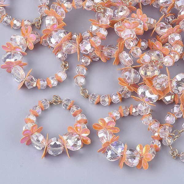 

PandaHall Glass Beads Pendants, with Paillette and Golden Plated Brass Wires, Garland, Dark Orange, 39.5x38x14mm, Hole: 3mm, Ring: 4.5x1.5mm...