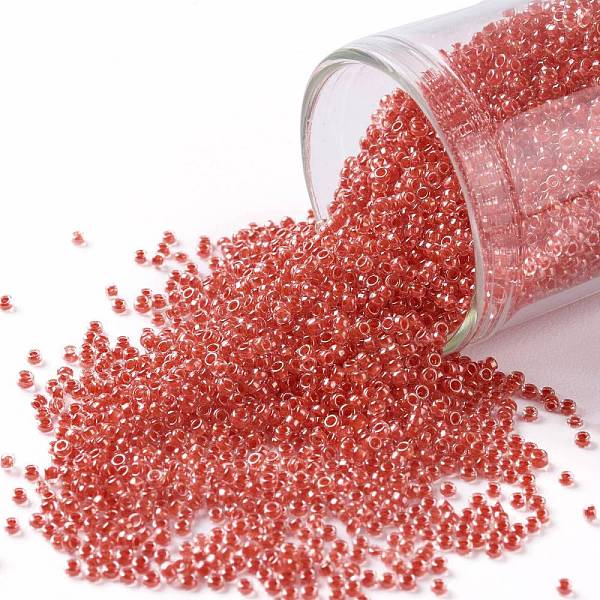 

PandaHall TOHO Round Seed Beads, Japanese Seed Beads, (341) Inside Color Crystal/Tomato Lined, 15/0, 1.5mm, Hole: 0.7mm, about..., Red