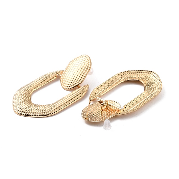 

PandaHall Huge Oval Iron Stud Earrings for Girl Women, Light Gold, 64mm, Pin: 0.8mm Iron Oval
