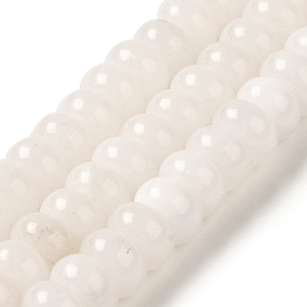 

PandaHall Natural White Jade Beads Strands, Rondelle, 10x5.5mm, Hole: 1mm, about 67pcs/strand, 15.16''(38.5cm) White Jade Rondelle