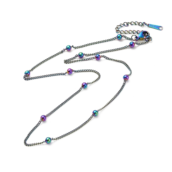 

PandaHall Ion Plating(IP) 304 Stainless Steel Satellite Chain Necklace for Men Women, Rainbow Color, 15.55~16.18 inch(39.5~41.1cm) 304...