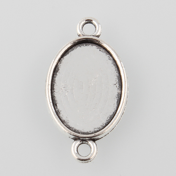 

PandaHall Antique Silver Tibetan Style Alloy Flat Oval Cabochon Connector Settings, Cadmium Free & Lead Free, Tray: 18x13mm, 29x16x2mm, Hole...