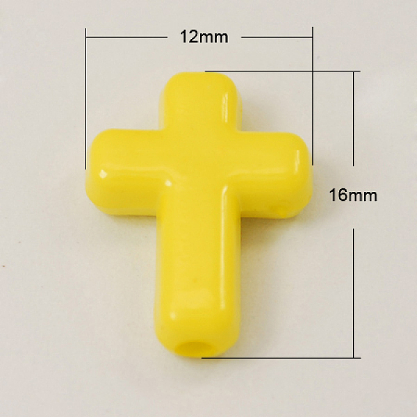 

PandaHall Opaque Acrylic Beads, Cross, Yellow, 16x12x4.5mm, about 1230pcs/500g Acrylic Cross Yellow