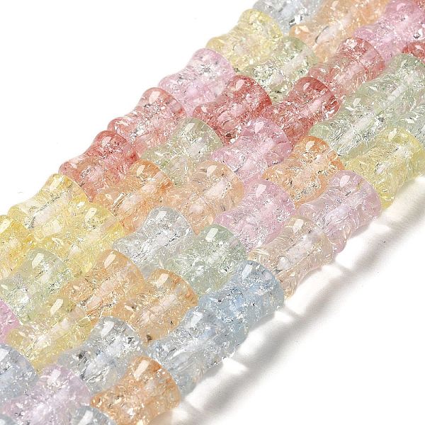 

PandaHall Transparent Crackle Glass Beads Strands, Bamboo Joint, Mixed Color, 8x10.5mm, Hole: 1.7mm, about 38pcs/strand, 15.35''(39cm) Glass..., Multicolor