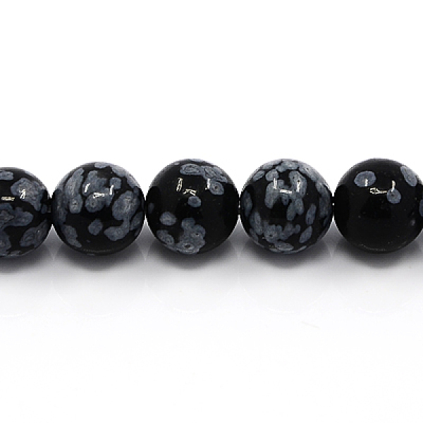 

PandaHall Natural Snowflake Obsidian Beads Strands, Round, 4mm, Hole: 1mm Snowflake Obsidian Round
