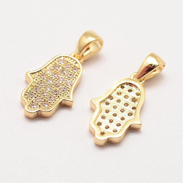 

PandaHall Brass Micro Pave Grade AAA Cubic Zirconia Charms, Long-Lasting Plated, Hamsa Hand/Hand of Fatima/Hand of Miriam, Cadmium Free &...