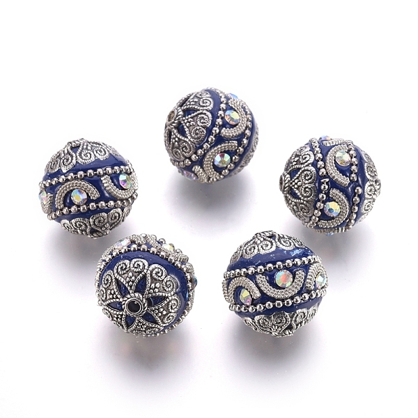 

PandaHall Handmade Indonesia Beads, with Alloy Findings and Iron Chain, Round, Antique Silver, Dark Blue, 20x19.5mm, Hole: 2mm Polymer Clay...