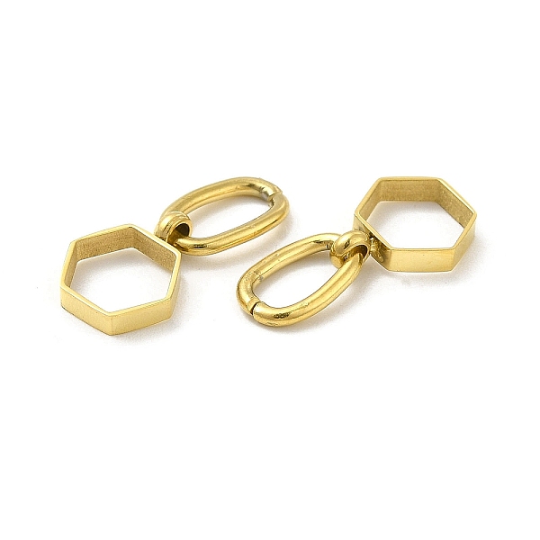 

PandaHall Ion Plating(IP) 304 Stainless Steel Charms, Hexagon Charm, Real 14K Gold Plated, 10.5x8.5x2mm, Hole: 3.5x6.5mm 304 Stainless Steel...