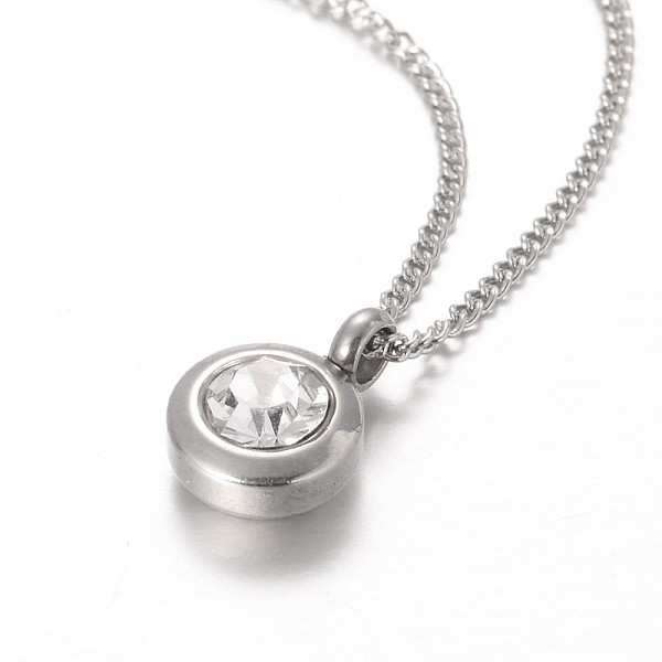 

PandaHall Trendy 304 Stainless Steel Rhinestone Pendant Necklaces, with Spring Ring Clasps, Crystal, 16.1 inch(41cm) Rhinestone Clear