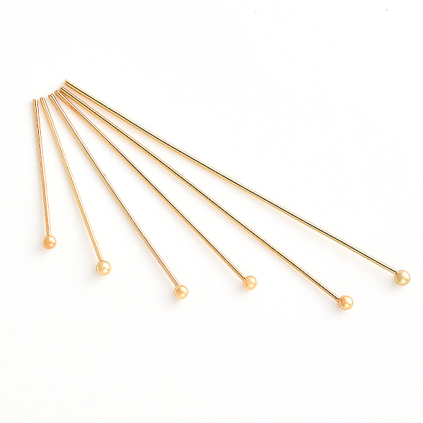 PandaHall BENECREAT 220PCS 18K Real Gold Plated Ball Head Pins 20/24/30/35/45/50mm Wire Headpins for Earring Bracelet Jewelry Making Brass