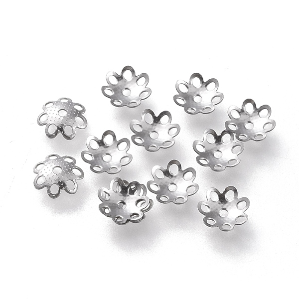 

PandaHall 304 Stainless Steel Bead Caps, Multi-Petal, Flower, Stainless Steel Color, 7x7.5x1.5mm, Hole: 1mm 304 Stainless Steel