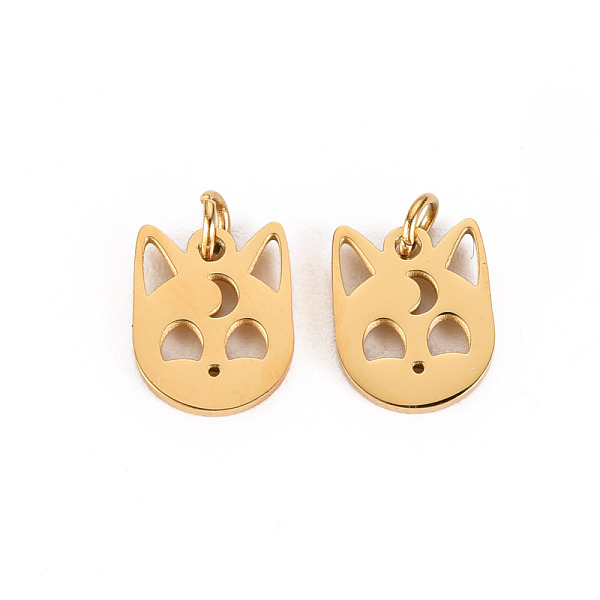 

PandaHall 304 Stainless Steel Charms, with Jump Rings, Laser Cut, Cat, Real 14K Gold Plated, 8x6.5x1mm, Jump Ring: 2.8x0.5mm, 1.8mm inner...