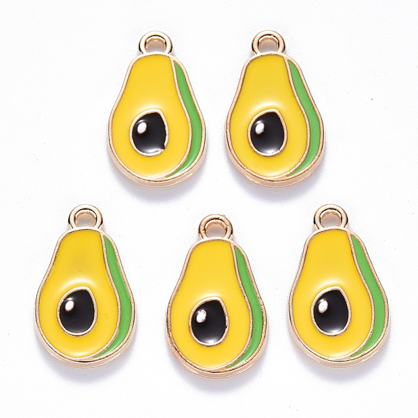 

PandaHall Alloy Enamel Charms, Pear, Yellow, Light Gold, Yellow, 19x11x2mm, Hole: 1.6mm Alloy+Enamel Fruit Yellow