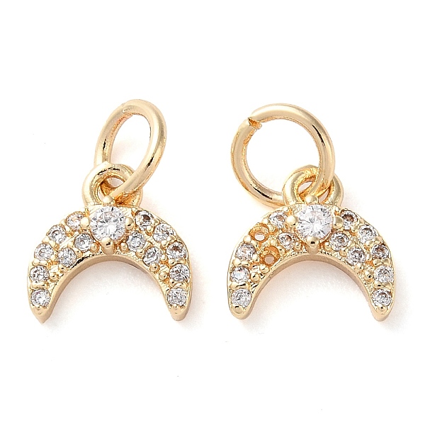 

PandaHall Rack Plating Brass Micro Pave Clear Cubic Zirconia Charms, Long-Lasting Plated, with Jump Rings, Moon, Golden, 9x9x2.5mm...