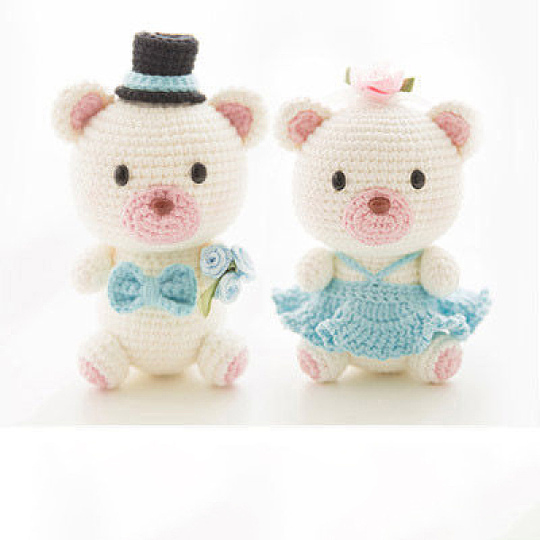 

PandaHall DIY Wedding Doll Knitting Kits for Beginners, including Yarn, Instruction, Bear, Finish Product: 140mm Cotton Bear Pink