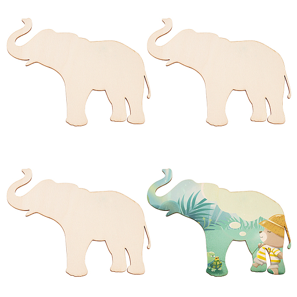 

PandaHall Unfinished Wooden Pieces, Wood Cutouts, Elephant Pattern, 11.4x15.5x0.23cm Wood Elephant