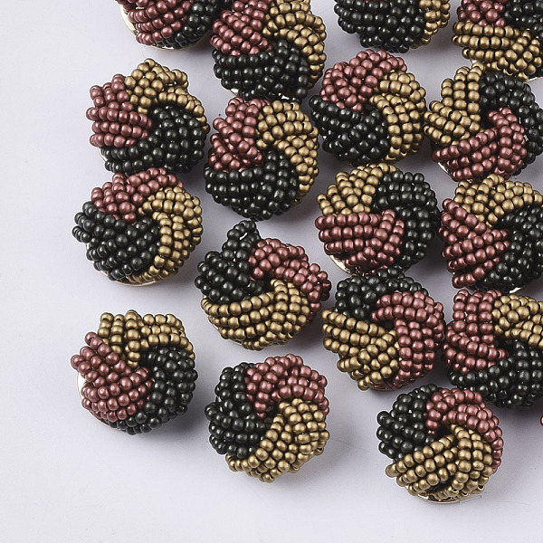 

PandaHall Glass Seed Beads Cabochons, Cluster Beads, with Golden Plated Iron Perforated Disc Settings, Flower, Colorful, 19~20x10~12mm Glass...