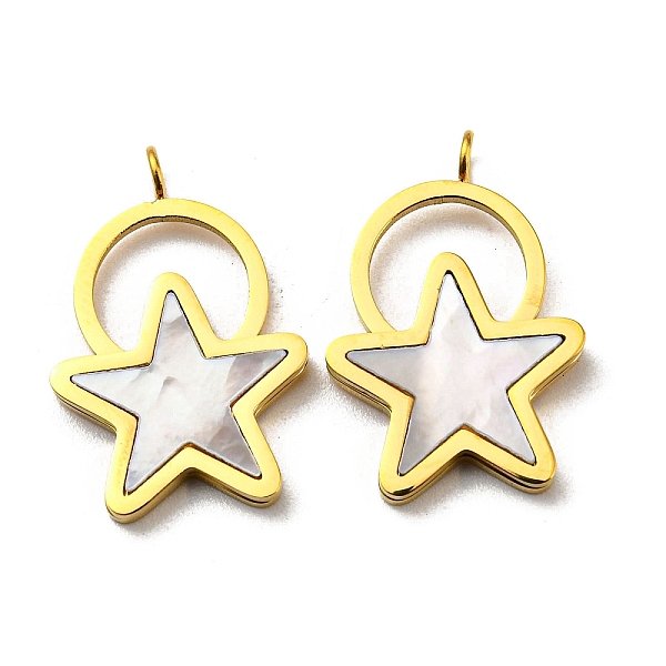 

PandaHall 304 Stainless Steel Shell Pendants, Star Charms, Real 14K Gold Plated, 19.5x13x2mm, Hole: 1.8mm Shell Star