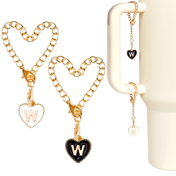 

PandaHall SUNNYCLUE 2 Sets Alloy Enamel Cup Pendant Decorations, with Iron Link Chain and Lobster Clasp, Light Gold, Heart, Letter W, 76mm..., Multicolor